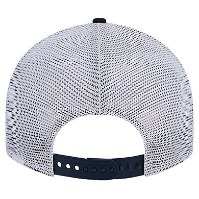 Men's New Era Navy Michigan Wolverines Throwback Circle Patch 9FIFTY Trucker Snapback Hat