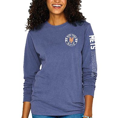 Women's Soft as a Grape Royal New York Mets Pigment-Dyed Long Sleeve T-Shirt