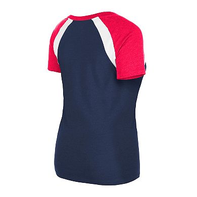 Women's New Era Navy Los Angeles Angels Heathered Raglan V-Neck T-Shirt