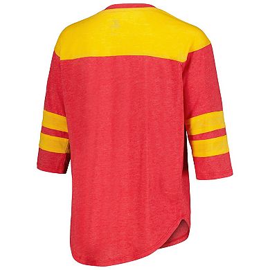 Women's Starter Red Kansas City Chiefs Fullback Tri-Blend 3/4-Sleeve T-Shirt