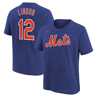 Youth Nike Francisco Lindor Royal New York Mets Home Player Name & Number T-Shirt