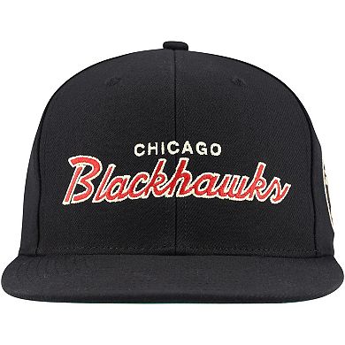 Men's Mitchell & Ness Black Chicago Blackhawks Core Team Script 2.0 Snapback Hat