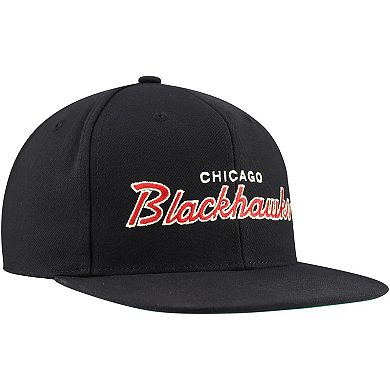 Men's Mitchell & Ness Black Chicago Blackhawks Core Team Script 2.0 Snapback Hat