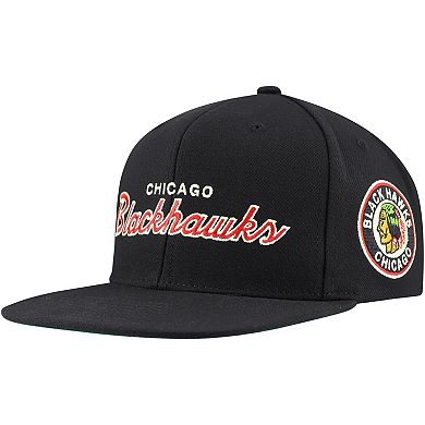 Men's Mitchell & Ness Black Chicago Blackhawks Core Team Script 2.0 Snapback Hat
