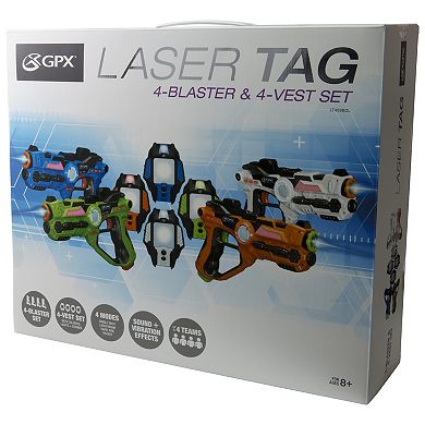 GPX Laser Tag 4-Player Set with 4 Blasters & 4 Sensor Vests