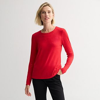 Petite Nine West Essential Long Sleeve Crewneck Tee