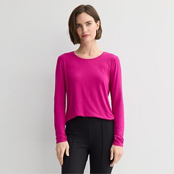 Petite Nine West Essential Long Sleeve Crewneck Tee
