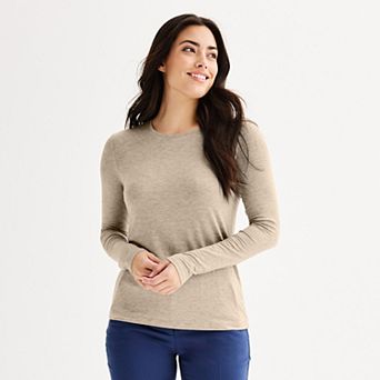 Petite Nine West Essential Long Sleeve Crewneck Tee