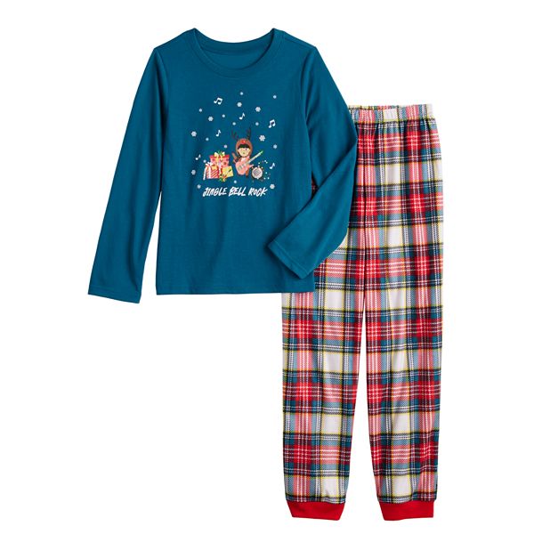 Girls 4-16 Jammies For Your Families® Jingle Bell Rock Pajama Top & Pajama Bottoms Set - Md Skin Tone Deer (6-6X)