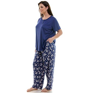 Plus Size Croft & Barrow® Short Sleeve Pajama Top and Pajama Pants Set