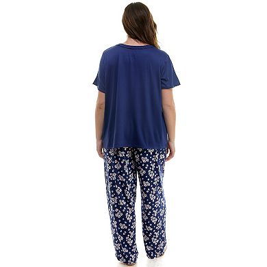 Pyjama Femme Manches Courtes Passport - Imprimé Fleur, Taille 1X Bleu, Occasion Bon état