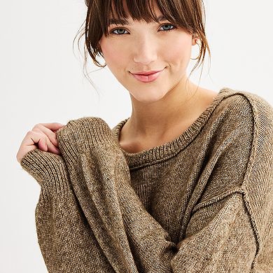 Juniors' SO® Exposed Seam Crewneck Sweater