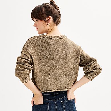 Juniors' SO® Exposed Seam Crewneck Sweater