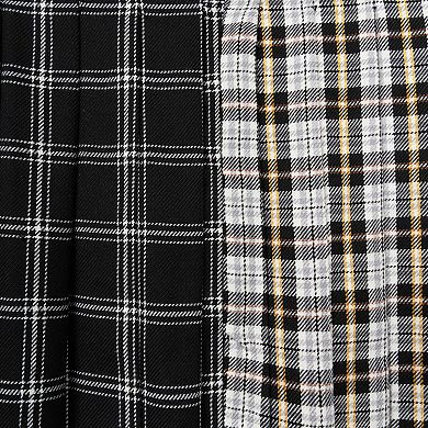 Girls 7-16 Rare Editions 3-Piece Puff Sleeve Top, Two-Tone Plaid Skirt & Necklace Set