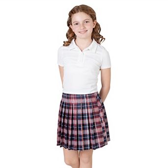Girls 7-16 Rare Editions 2 pc Polo & Pleated Plaid Skirt Set