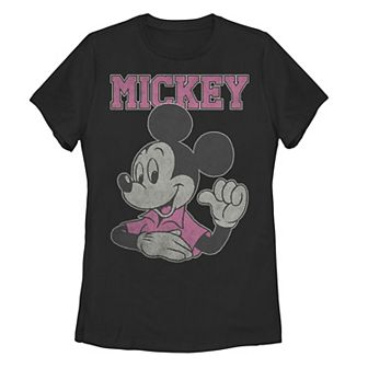 Disney's Mickey Mouse Juniors' Pink Shirt Graphic Tee