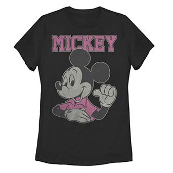 Disney's Mickey Mouse Juniors' Pink Shirt Graphic Tee