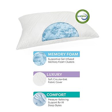 BodiPedic Custom Comfort Memory Foam Cluster Jumbo Bed Pillow
