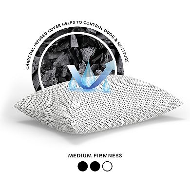 BodiPedic Gel-Infused Memory Foam Cluster Jumbo Bed Pillow with Charcoal Infused Cover