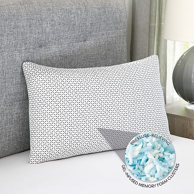 BodiPedic Gel-Infused Memory Foam Cluster Jumbo Bed Pillow with Charcoal Infused Cover