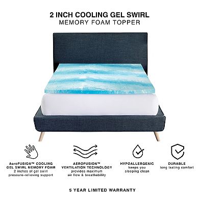 BodiPedic 2-Inch Cooling Gel Swirl Memory Foam Mattress Topper