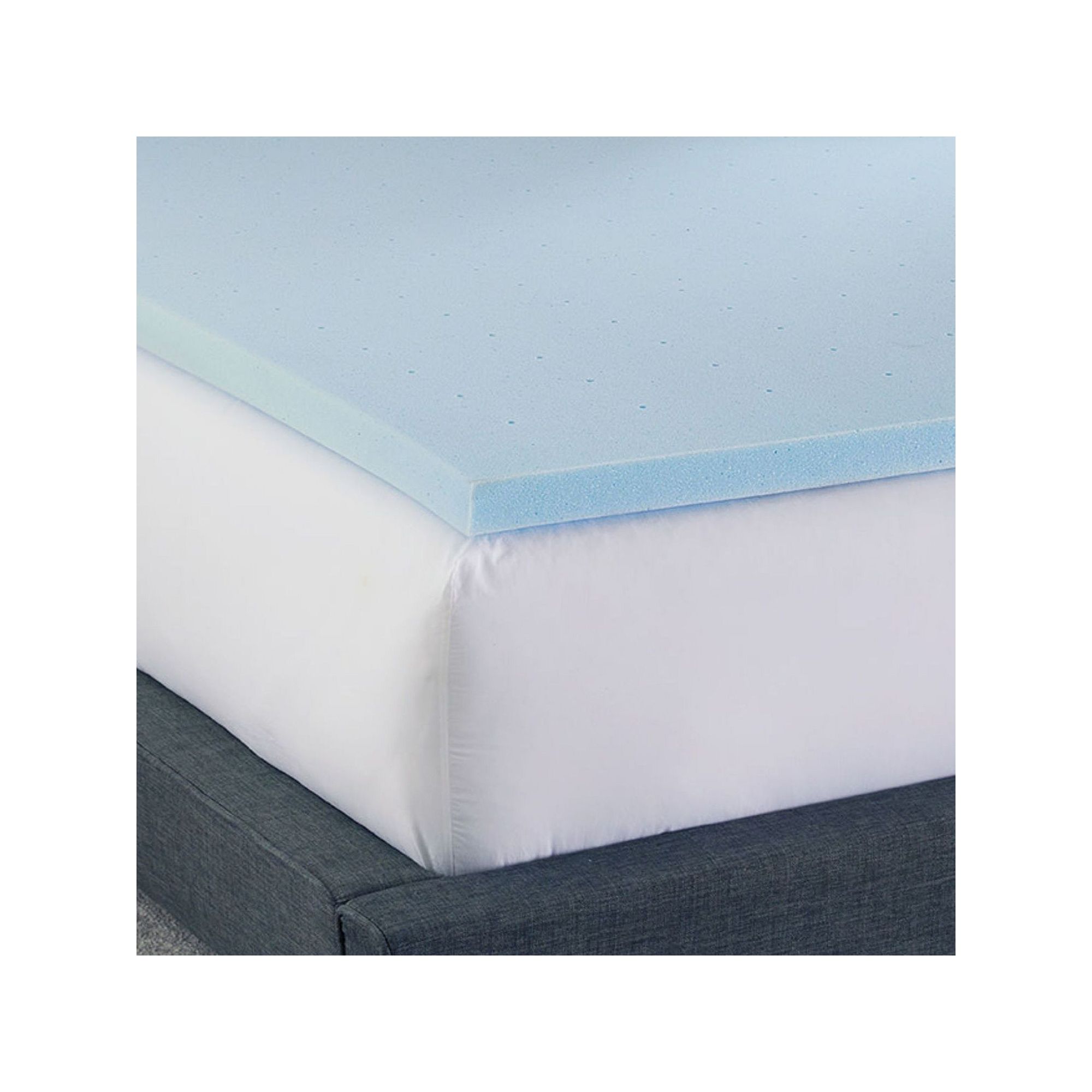 BodiPedic 2-Inch Gel-Infused Memory Foam Mattress Topper, Size: Queen, Blue