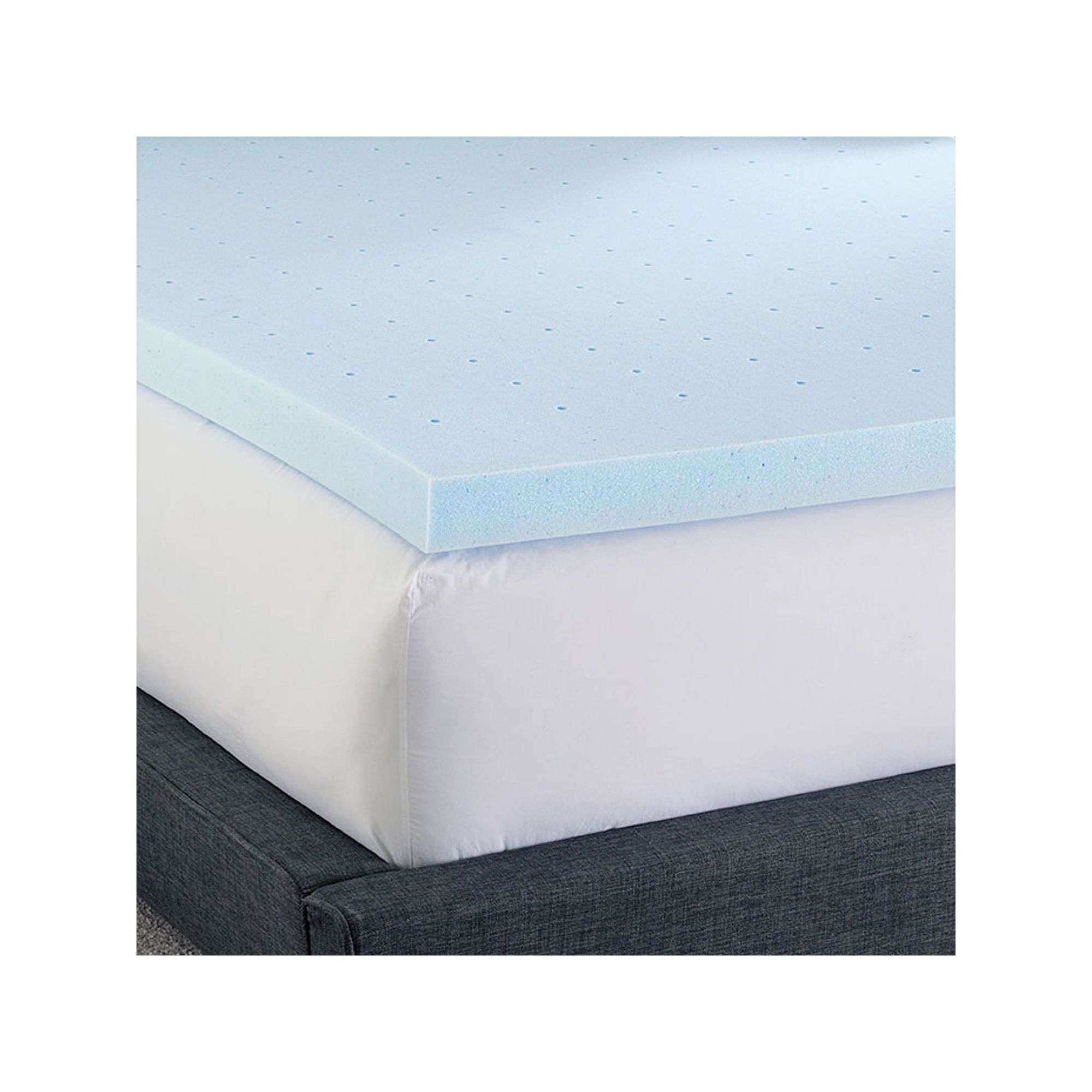 BodiPedic 4-Inch Gel-Infused Memory Foam Mattress Topper, Size: Twin, Blue
