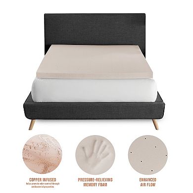 BodiPedic 3-Inch Copper Infused Memory Foam Mattress Topper