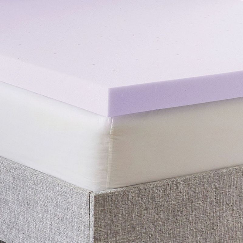 BodiPedic 3-Inch Lavender Scented Memory Foam Mattress Topper, Purple