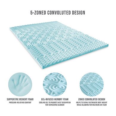 BodiPedic 2-Inch Gel-Infused Zoned Convoluted Memory Foam Mattress Topper