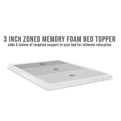 BodiPedic 3-Inch Zoned Comfort Memory Foam Mattress Topper