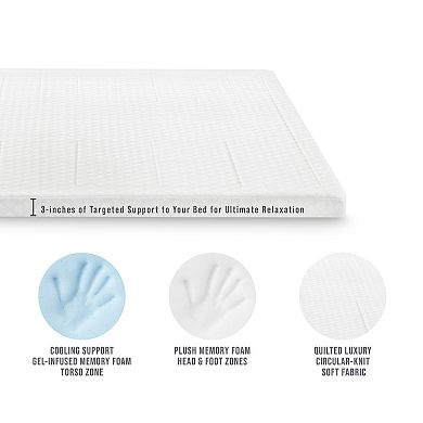 BodiPedic 3-Inch Zoned Comfort Memory Foam Mattress Topper