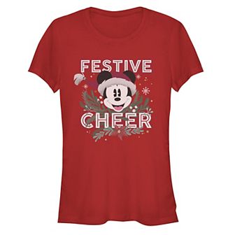 Disney's Mickey Mouse Juniors' Festive Cheer Graphic Tee