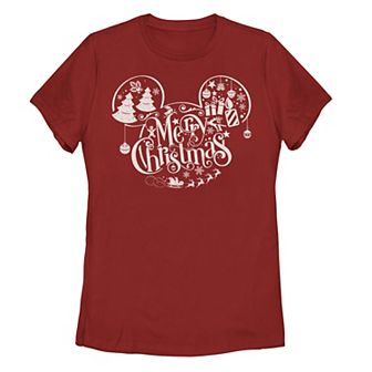 Disney's Mickey Mouse Juniors' Merry Christmas Print Graphic Tee