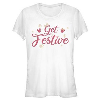 Disney's Mickey Mouse Juniors' Mickey and Minnie Get Festive Graphic Tee