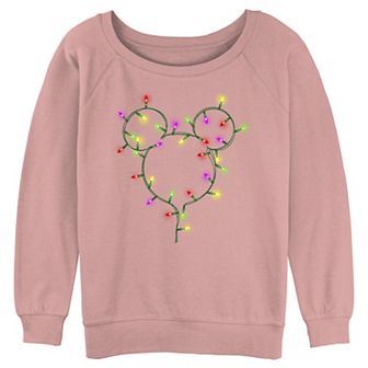 Disney's Mickey Mouse Juniors' Christmas Lights Slouchy Terry Graphic Pullover