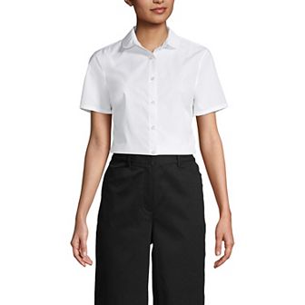 Women's Lands' End School Uniform Peter Pan Collar Broadcloth Shirt