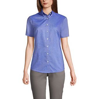 Women's Lands' End School Uniform Short Sleeve Oxford Dress Shirt