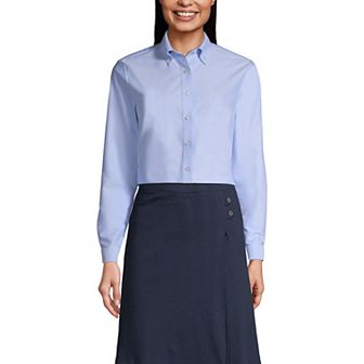 Women's Tall Lands' End School Uniform Long Sleeve Oxford Dress Shirt