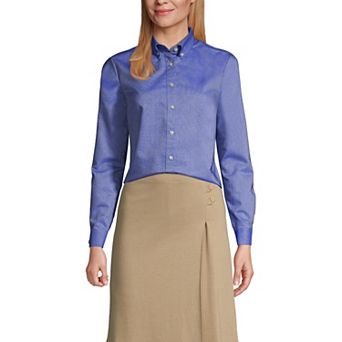 Women's Tall Lands' End School Uniform Long Sleeve Oxford Dress Shirt