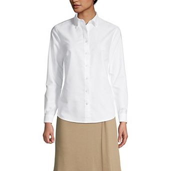 Women's Tall Lands' End School Uniform Long Sleeve Oxford Dress Shirt