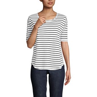Women's Lands' End Elbow Sleeve Striped Top