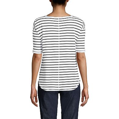 Women's Lands' End Elbow Sleeve Striped Top