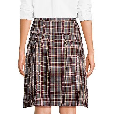 Women's Lands' End School Uniform Plaid Box Pleat Skirt