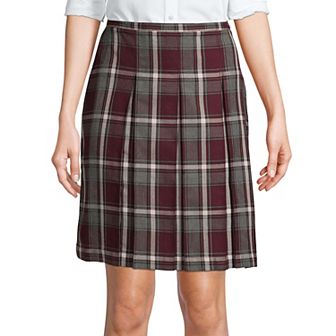 Women's Lands' End School Uniform Plaid Box Pleat Skirt