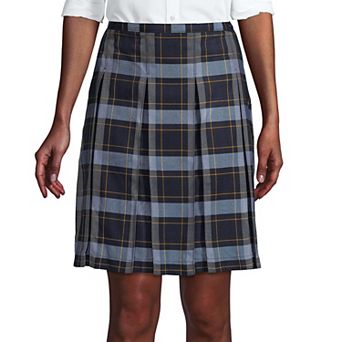 Women's Lands' End School Uniform Plaid Box Pleat Skirt
