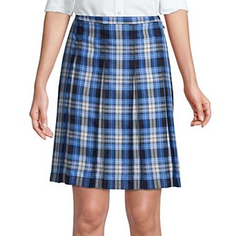 Women's Lands' End School Uniform Plaid Box Pleat Skirt