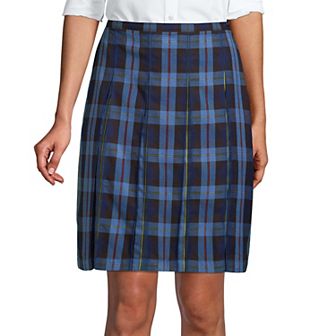 Women's Lands' End School Uniform Plaid Box Pleat Skirt