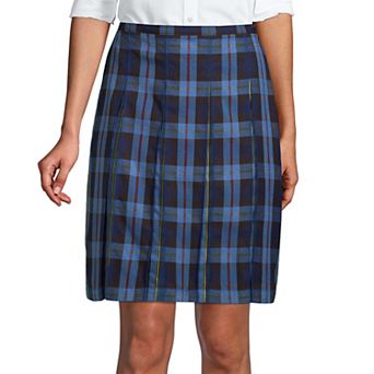 Women's Lands' End School Uniform Plaid Box Pleat Skirt