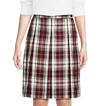 Women's Lands' End School Uniform Plaid Box Pleat Skirt